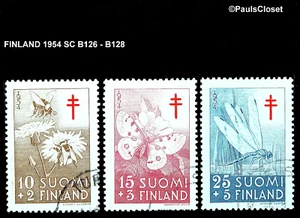 FINLANDIA 1954 SC B126 - B128 INSECTOS VOLADORES ACABADO SURTX TB PREVENCIÓN UNG F/VF - Imagen 1 de 2
