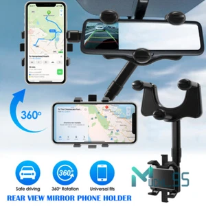360° Car Phone Holder Rotatable And Retractable Rearview Mirror Mount Universal - Picture 1 of 19