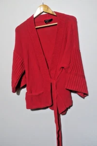Sonia Rykiel Italy Women's Cotton Red Knit Tie Top Sweater Size L - Picture 1 of 6