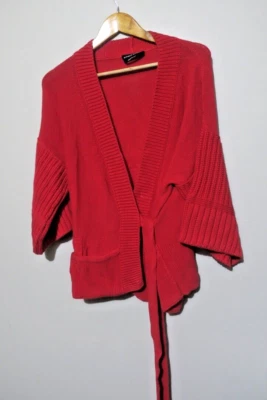 Suéter Sonia Rykiel Italia Para Mujer Algodón Rojo Tejido Corbata Talla L Foto 1 de 4