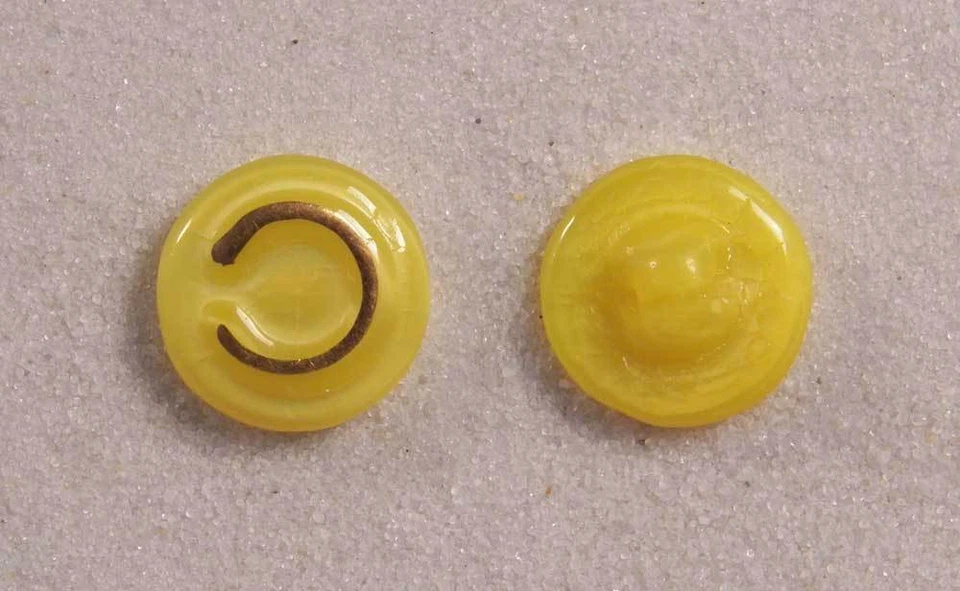 Button Set Satin Glass Yellow Round Partial Circle 1/2” 12mm 20L Czechia - Image 1 of 1