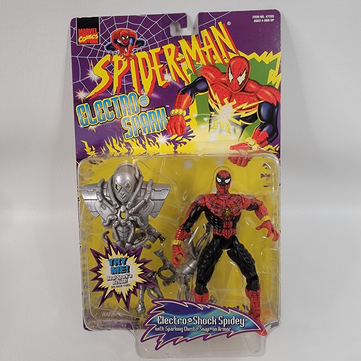 スパイダーマンElectro-SPARK 4体セット☆1997年製☆美品 1997 Spider-Man Animated Series ELECTRO-SPARK SHOCK ACTION