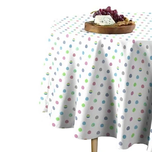 Easter Egg Toss Multi Signature Round Tablecloth Assorted Sizes - Picture 1 of 1