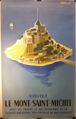 Affiche ancienne originale Villemot SNCF Mont st Michel 1957 - Photo 1/4