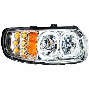 High Power 10 LED Headlight W/ 6 LED Turn & 100 LED Halo For Peterbilt-Passenger - Bild 1 von 4