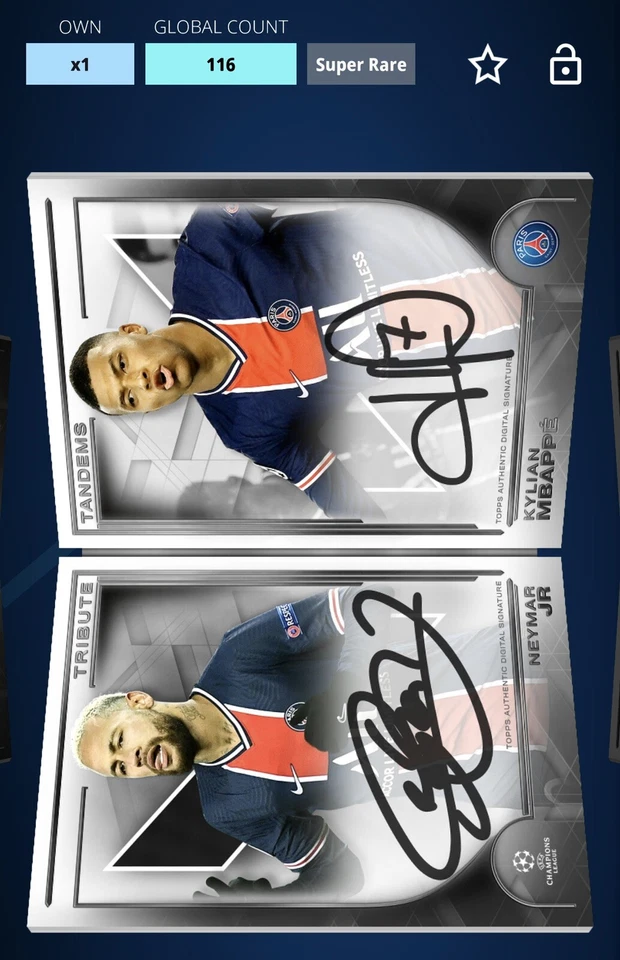 DIGITAL Topps Kick 2020-21 Mbappe Neymar Auto Super Rare Tandem Award INVEST🔥 - Image 1 of 1