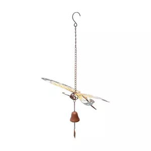 Metal Hanging Wind Chime Beautiful Butterfly with Bell Antique Rust - Picture 1 of 6