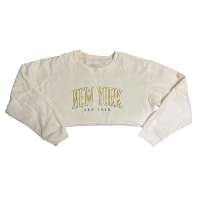 Aeropostale Acogedora Sudadera Urbana Inspirada en Nueva York Gráfica Recortada Mujer Talla M Nueva Sin Etiquetas Foto 1 de 4