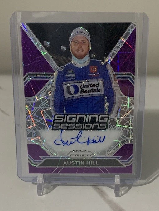 2021 Panini Prizm Racing Austin Hill Auto Purple Velocity Signing Sessions 43/99 - Image 1 of 2