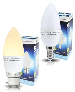 Vela LED Esmerilada 6W B22 o E14 Equivalente 50W Blanco Cálido 3000K - Imagen 1 de 13