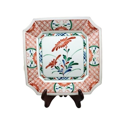 Noritake Dinner Plate 10x10 Porcelain Floral Chrysanthemum Lace Pattern Square - Image 1 of 4