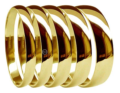 Anillos de boda de oro amarillo de 18 quilates en forma de D medianos 2, 3 mm 4 mm 5 mm 6 mm 750 Reino Unido HM Foto 1 de 4