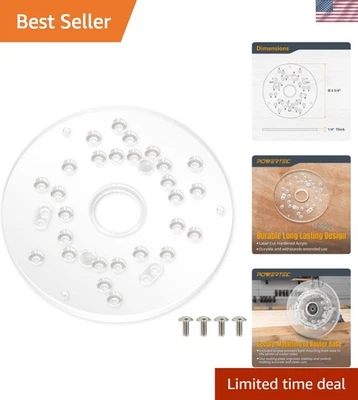 Placa base roteador acrílico 5-3/4 polegadas bucha guia transparente para roteadores de acabamento - Imagem 1 de 4