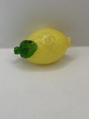 "Vidrio soplado a mano estilo Murano amarillo limón 6"" vidrio artístico realista texturizado de colección" Foto 1 de 4