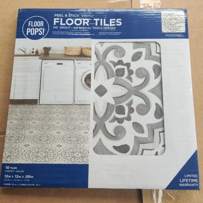 Two Boxes Massimo Peel & Stick Floor Tiles, Gray Lot Of 2 Boxes - Image 1 of 4