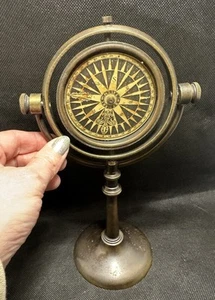 Vintage S. Emery Salem Desktop Nautical Maritime Dry Card Compass Brass Stand - Picture 1 of 6