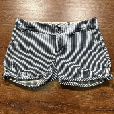 Mini Pantalones Cortos Built By Wendy Para Mujer 0 4" Azul Rayas Retro Ciudad Chic Playa Viaje Foto 1 de 4