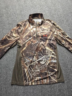 Under Armour 1/4 Zip Mens Med Camo Long Sleeve HeatGear Scent Control Pullover - Image 1 of 4