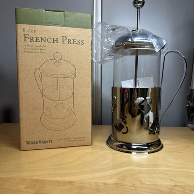 World Market French Press 8-Cup Coffee Maker - 33.8oz. Chrome Bottom NEW IN BOX - Image 1 of 4
