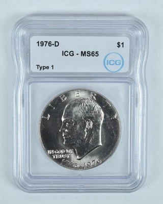 1976-D Eisenhower $1 Tipo 1 MS65 ICG *4057 - Imagem 1 de 4