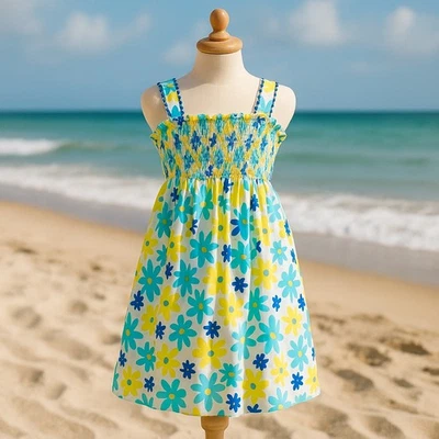 Strasburg 12 YRS 100% Cotton Girls Floral Smocked Sundress  - Image 1 of 4