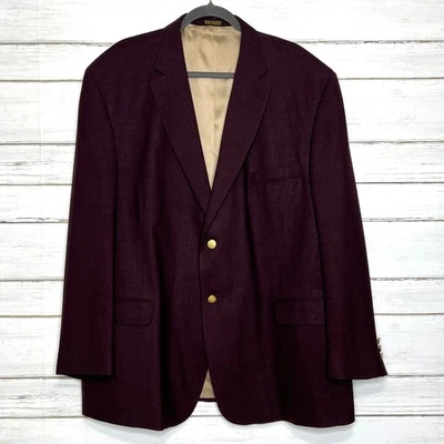 Blazer Stafford Traje Abrigo Chaqueta Mezcla Lana Berenjena Talla 50 Foto 1 de 4