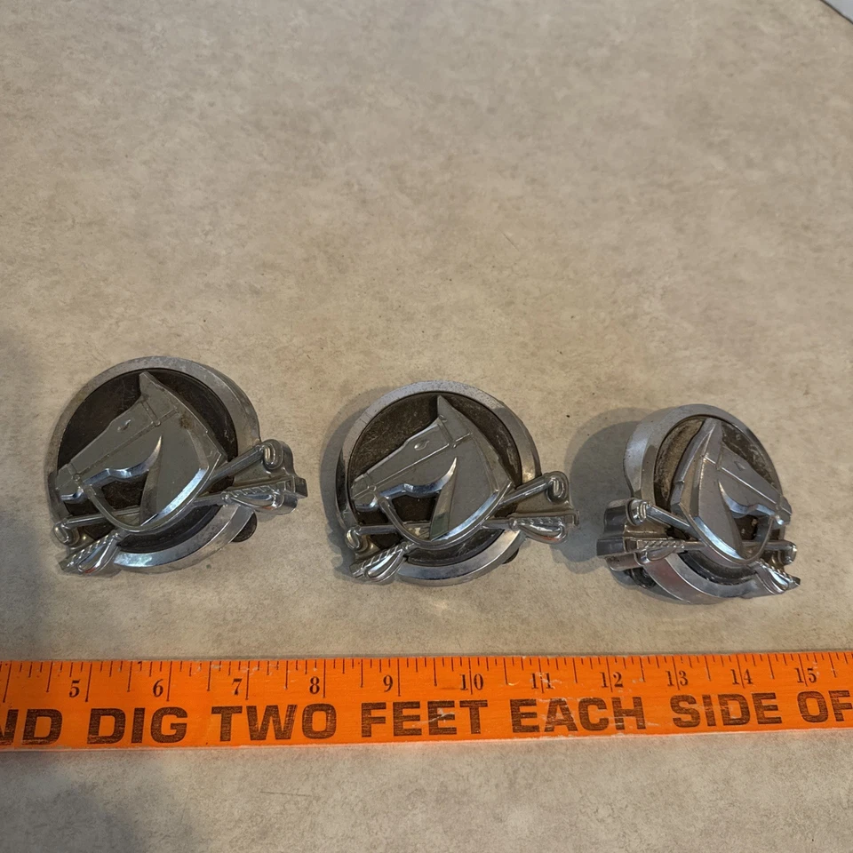 Lote Si 3 1966 Ford Country Squire emblema trasero ornamento fabricante original raro Foto 1 de 4