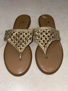 Tommy Bahama Damen-Slipper geschmort goldfarben Marina Größe 9 neu - Bild 1 von 5