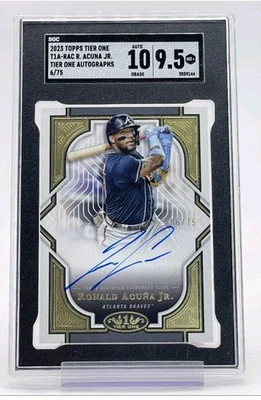 2023 Topps Tier One Ronald Acuna Jr. on card Auto # /75 MVP Braves 📈⚾🔥 - Image 1 of 2