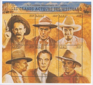 Mali Anniversary of American Cinema/John Wayne/Gary Cooper/Hart/Mix SC723a-f MNH - Picture 1 of 1