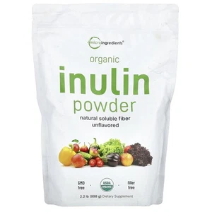 2 X Micro Ingredients, Organic Inulin Powder, Unflavored, 2.2 lb (998 g) - Picture 1 of 2