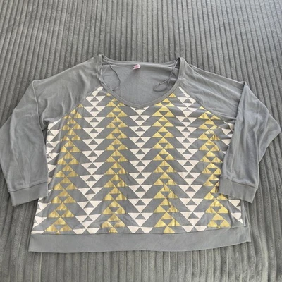 Suéter Y2K Bongo Mujer 2X Plus Gris Geométrico Manga Larga Peso Ligero Foto 1 de 4