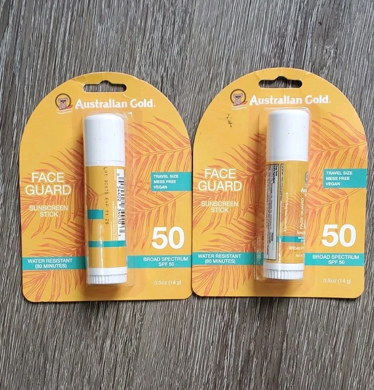 PACK 2 - Protector facial Australian Gold SPF50 barra de protección solar 0,5 OZ  Foto 1 de 1