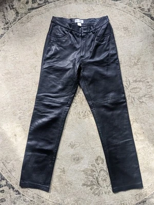 Pantalones de cuero para mujer Hugo Buscati de piel de cordero negros talla 8 Foto 1 de 4
