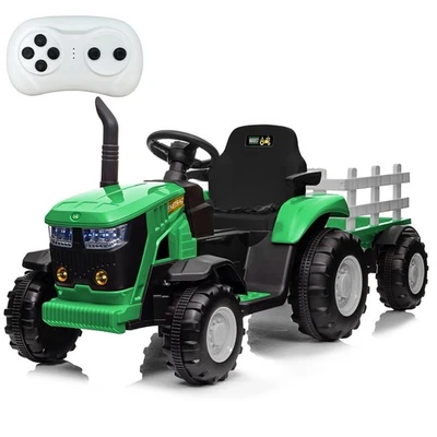 Tractor eléctrico para niños con remolque 12 V a batería vehículo remoto Foto 1 de 4