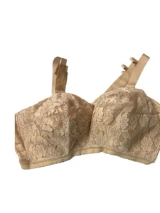 NWOT Vintage Lady Cameo Dallas Beige Bra Womens Sz 42H Bullet Soft Cup Lace - Picture 1 of 5