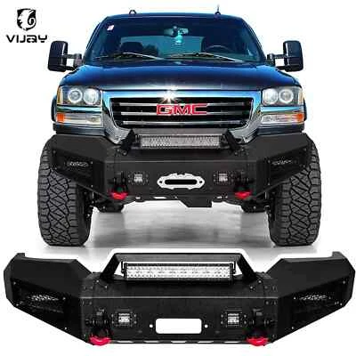 Vijay Steel Front Bumper For 2003-2006 GMC Sierra 1500/2500HD/3500 w/LED Lights - Imagem 1 de 4