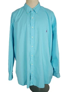Ralph Lauren Mens 3XB Button Down Shirt Feather Weight Twill Blue Cotton - Picture 1 of 11