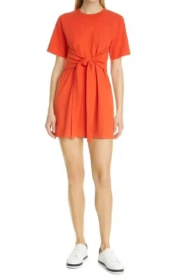 ALICE + OLIVIA Bright Orange Evie Tie Waist Wrap Cotton T-Shirt Dress XL = 14 16 - Image 1 of 4