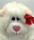 VTG 1980s America WEGO PURR-T Puffball Cat White Red Bow Plush Stuffed Animal