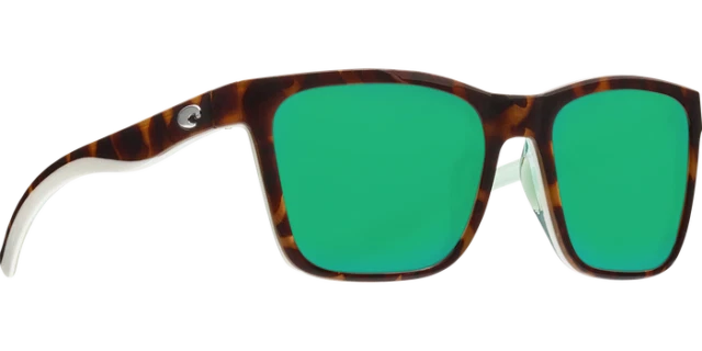 Costa Del Mar Panga Women's Sunglasses with Shiny Tortoise/White/Seafoam Crystal Frame and Polarized Green Mirror Lenses