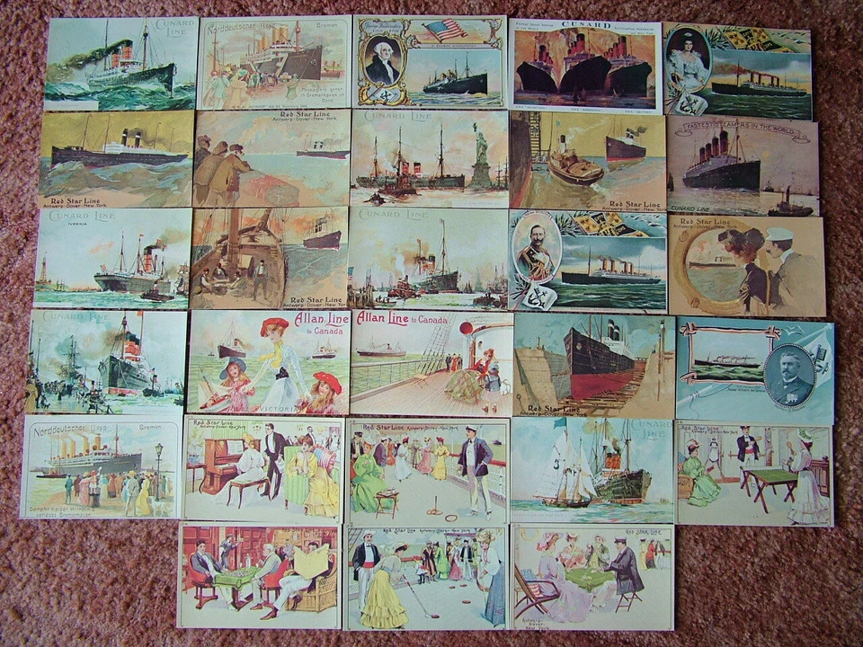 Set of 28 Unused Trans Atlantic Research OCEAN LINER Postcards. Standard size.. - Image 1 of 1