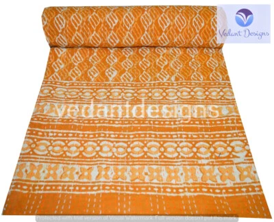 Colcha edredón Kantha bloque vintage colcha india cobertor arte Foto 1 de 4