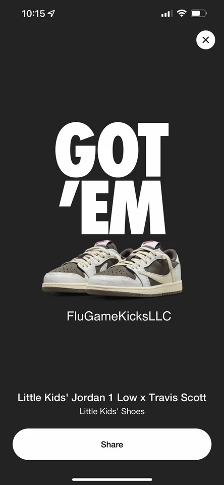 Jordan 1 Low OG x Travis Scott Reverse Mocha - Size 3Y - Image 1 of 1
