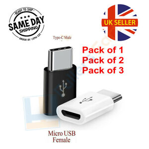 Micro USB Female to Type C Male Converter USB-C Adapter Converter Black White UK