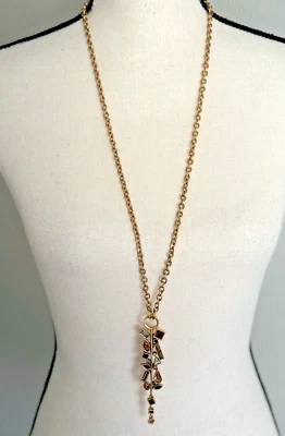 NUEVO SIN ETIQUETAS Patricia Locke "Icicle" Cristal 32” Largo Colgante Collar Tono Dorado Foto 1 de 4