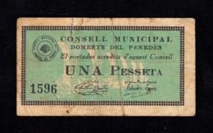 F.C. DOMENYS DEL PENEDÉS (TARRAGONA) , 1 PESSETA , MBC- . - Foto 1 di 2