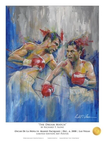VERY RARE DELAHOYA vs PACQUIAO Official Onsite fight poster by Richard T. Slone Cover