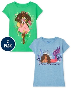 Children's Place Girls Mermaid Princess Graphic Tee T-Shirts TWO Pack  M (7/8) - Picture 1 of 3