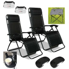 TEXTOLINE GRAVITY RECLINER GARDEN CHAIR SUN LOUNGER TABLE CUP HOLDER TRAY,VR BOX